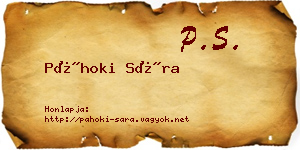 Páhoki Sára névjegykártya